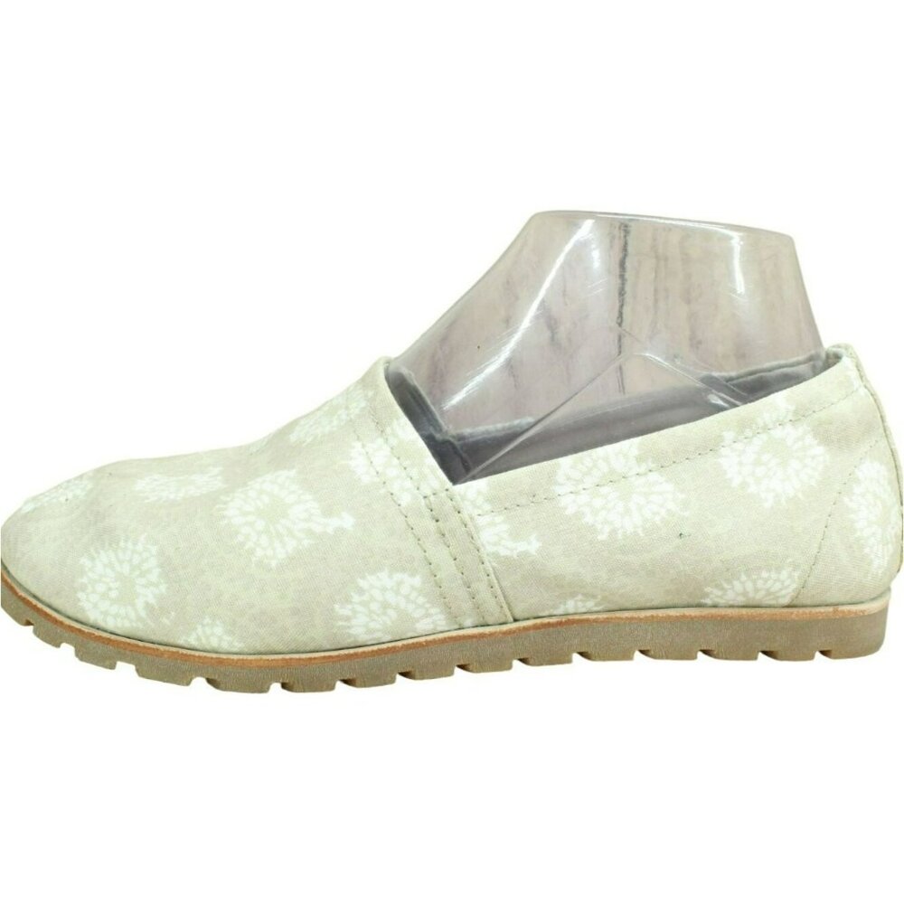 LL Bean Lakewashed Tan Canvas Slip On Printed Casual Sneaker Shoes Size 7.5 M